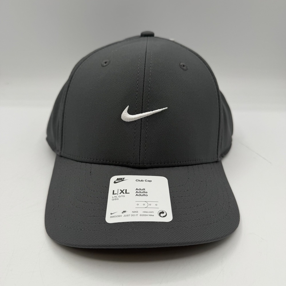 Nike Dri Fit Club Hat Cap Sz L/XL Gray Unisex Structured Swoosh FV5563-068 NWT